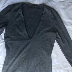 Deep V-neck long sleeve